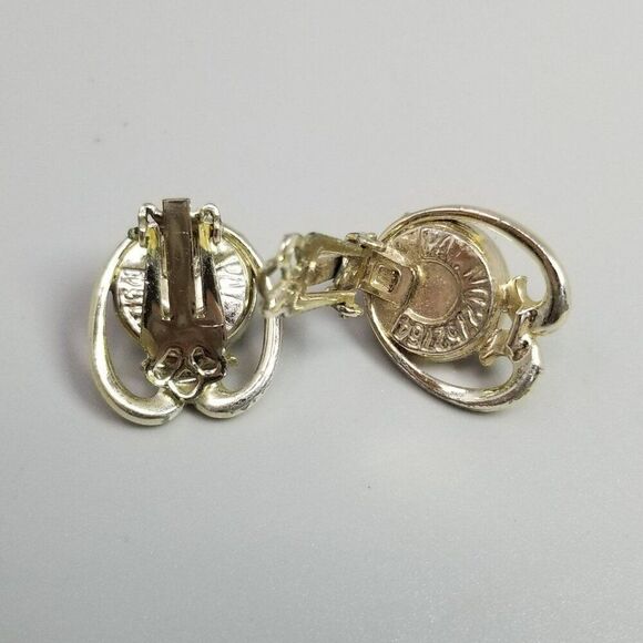 Vintage Faux Pearl Clip On Earrings, Silver Tone Setting, Pat Number, Retro - Picture 3 of 7